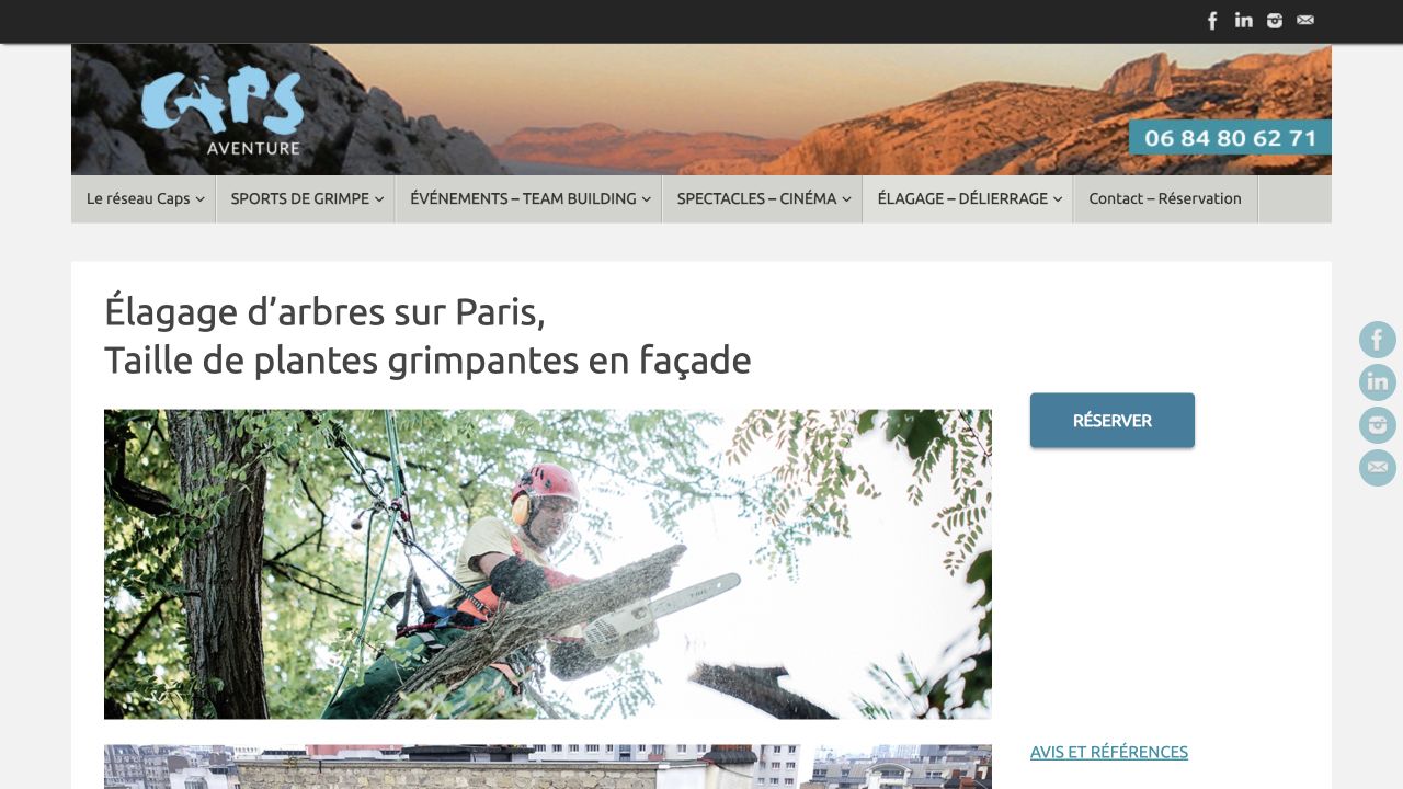 Capture du site de Caps Aventure