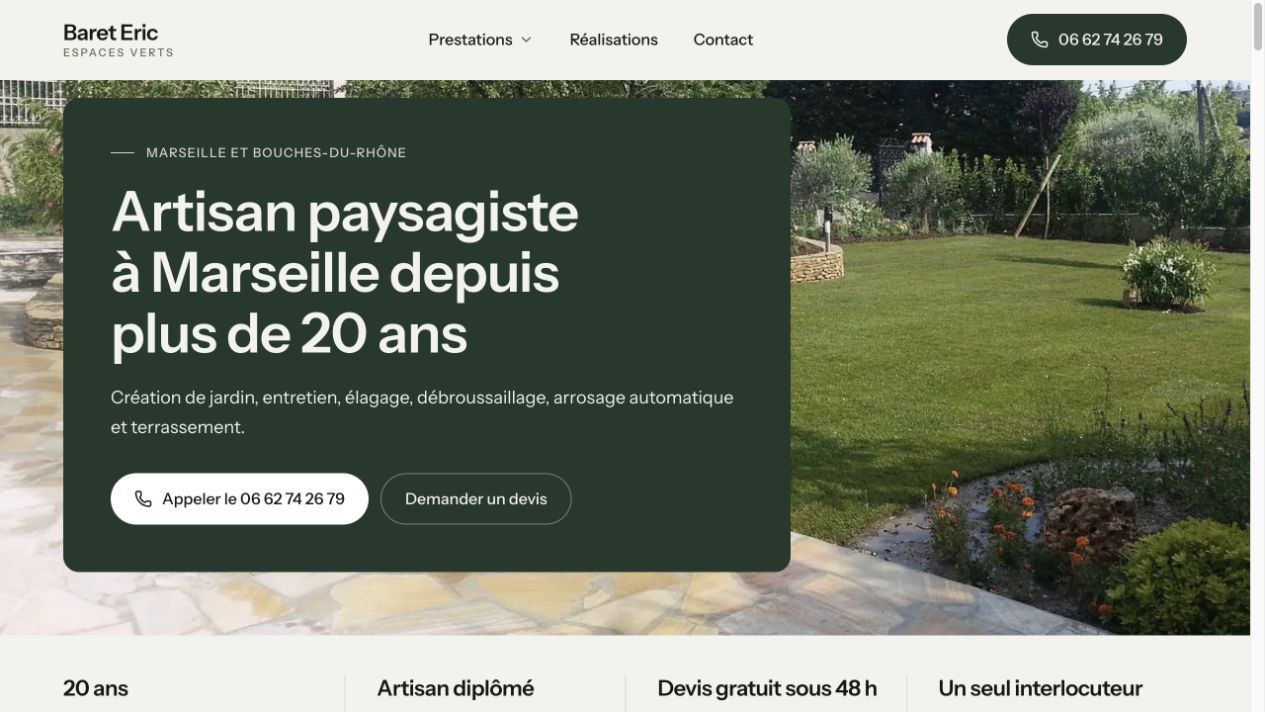Capture du site de Baret Eric Espaces Verts