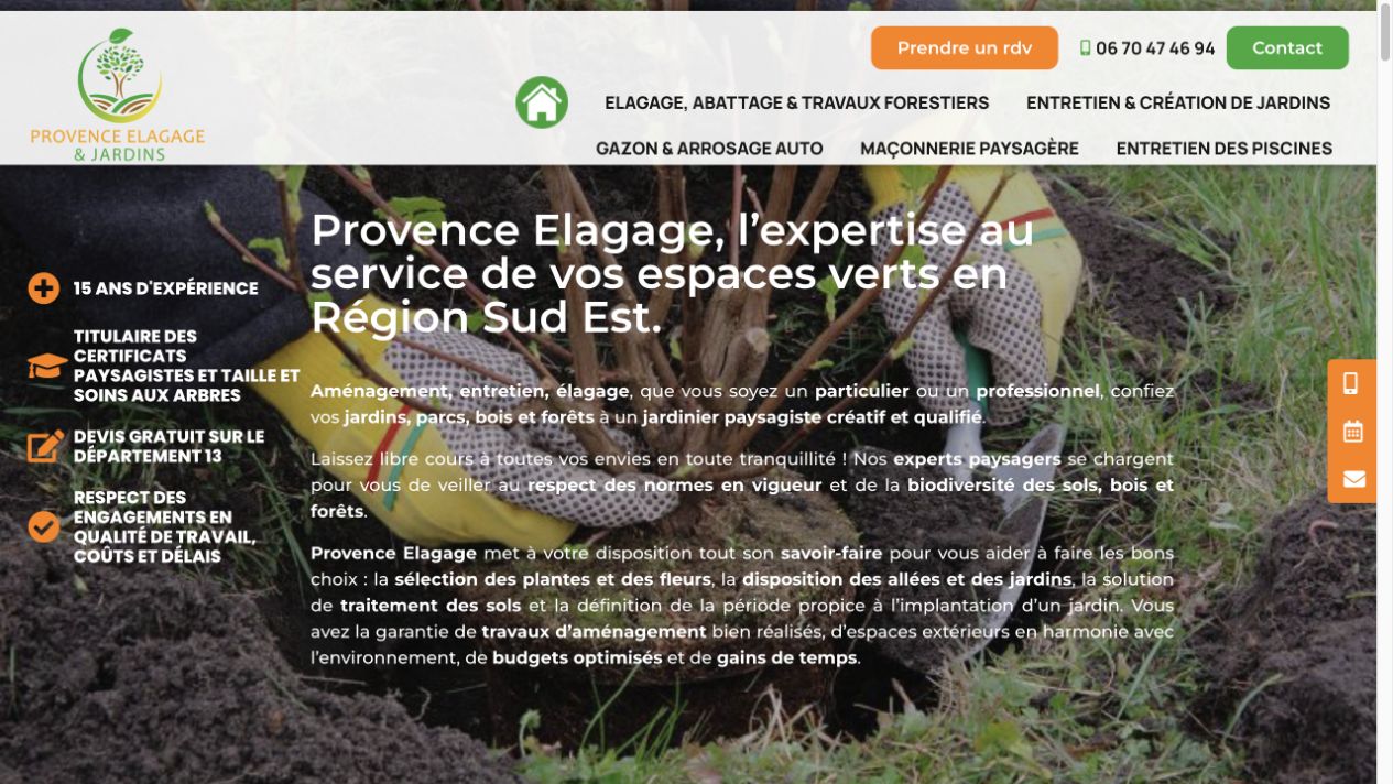 Capture du site de Provence Élagage