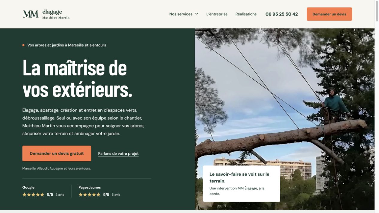 Capture du site de MM Élagage