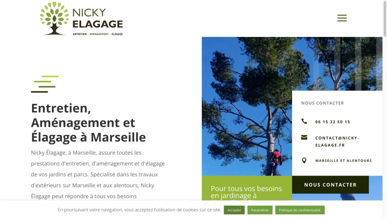 Capture du site de Nicky Élagage