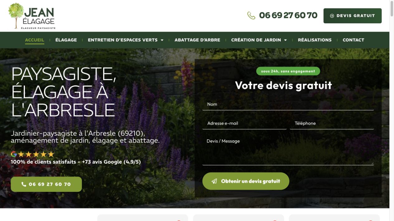 Capture du site de Jean Élagage