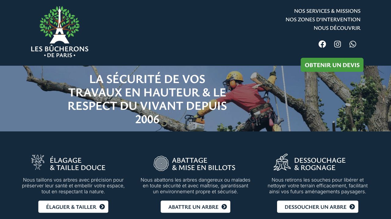 Capture du site de Les Bûcherons de Paris