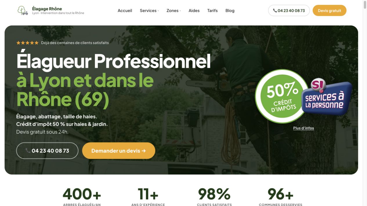 Capture du site de Élagage Rhône